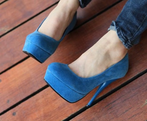 mavi platformlu yüksek topuklu ayakkabı modelleri
