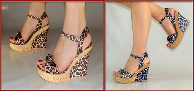 leopar desenli dolgu topuklu ayakkabı modelleri
