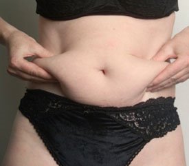 Over weight woman in underwear